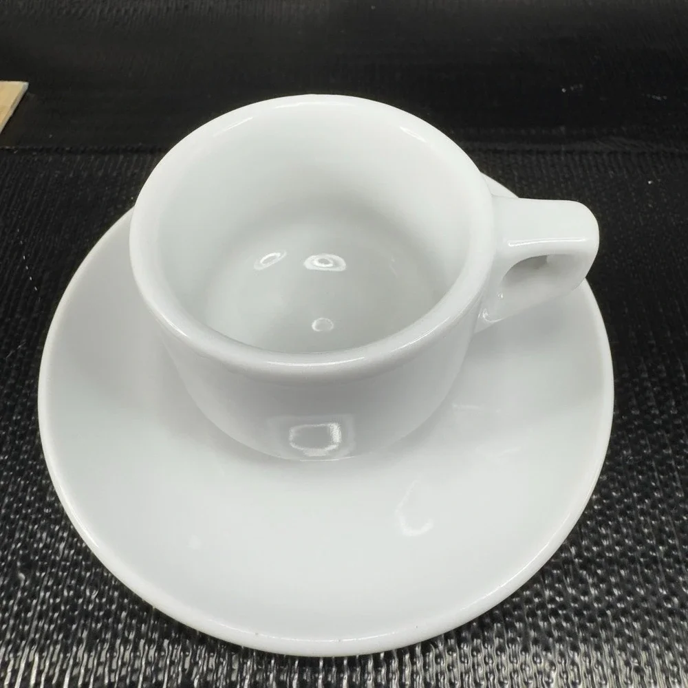 Brazilian Porcelana Veracruz White Thick Heavy Restaurant Ware Teacup Saucer Set
